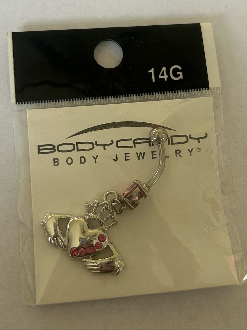 Bodycandy Body Jewelry 14G Claddagh Inspired Belly Button Ring Pink